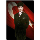 Ata Tablo Kalpaklı Atatürk Tablosu Renkli Bayraklı Atatürk Portresi Kanvas Atatrap57d