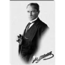 Atatürk Tablosu Kanvas - Dürbünlü Siyah/Beyaz Dekupe Tasarım ATATRAP58D
