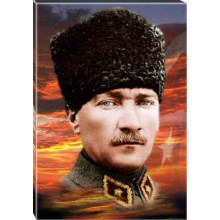 Ata Tablo Üniformalı Asker Kalpaklı Atatürk Tablosu Kanvas Renkli Bayraklı Atatürk Portresi Atatrap61d