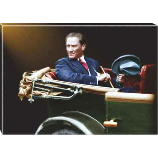 Atatürk Tablosu Kanvas - Otomobilde Yatay ATATRAP64Y