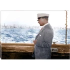 Atatürk Tablosu Kanvas - Denizde Yatta Kaptan Yandan Profil Yatay ATATRAP68Y