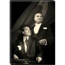 Atatürk Tablosu Kanvas - 2 Figürlü Ayakta ve Oturan Siyah/Beyaz ATATRAP69D Atatürk Tablosu Kanvas - 2 Figürlü Ayakta ve Oturan Siyah/Beyaz ATATRAP69D