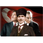 Ata Tablo Yanyana Üç Atatürk Tablosu Kanvas Renkli Bayraklı Atatürk Portresi Atatrap70y