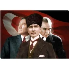 Atatürk Tablosu Kanvas - 3 Figürlü Yatay ATATRAP70Y
