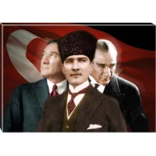 Atatürk Tablosu Kanvas - 3 Figürlü Yatay ATATRAP70Y Atatürk Tablosu Kanvas - 3 Figürlü Yatay ATATRAP70Y