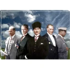 Atatürk Tablosu Kanvas - 5 Figürlü Ayakta Yatay ATATRAP71Y