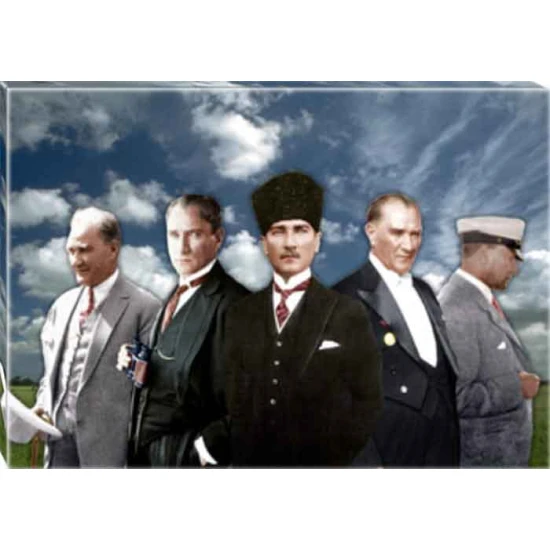 Atatürk Tablosu Kanvas - 5 Figürlü Ayakta Yatay ATATRAP71Y Atatürk Tablosu Kanvas - 5 Figürlü Ayakta Yatay ATATRAP71Y