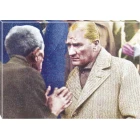 Atatürk Tablosu Kanvas - Halkı Dinleyen Halkçı Yatay ATATRAP75Y