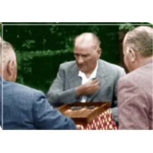 Atatürk Tablosu Kanvas - Tavla Oynayan Yatay ATATRAP76Y Atatürk Tablosu Kanvas - Tavla Oynayan Yatay ATATRAP76Y