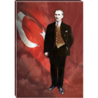 Ata Tablo Ayakta Atatürk Tablosu Renkli Bayraklı Boydan Atatürk Portresi Kanvas Atatrap81d
