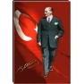Atatürk Tablosu Kanvas - Ayakta Boydan Bayraklı Tasarım ATATRAP83D