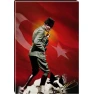 Atatürk Tablosu Kanvas - Kocatepe Sırtlarında Gezinirken Düşünen Bayraklı Tasarım Ayakta Boydan ATATRAP85D