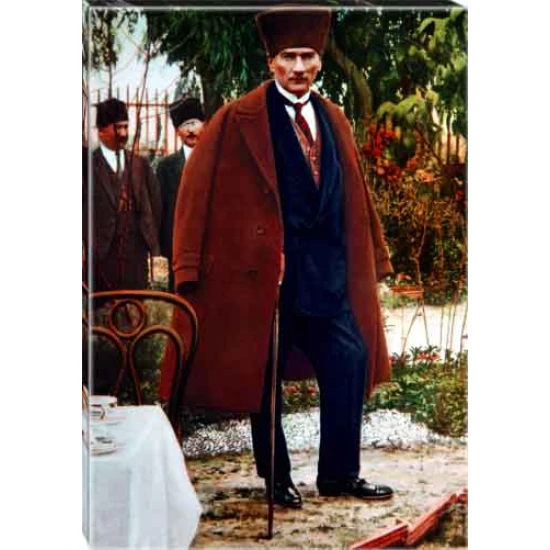 Atatürk Tablosu Kalpaklı Kanvas - Paltolu Ayakta Boydan ATATRAP87D