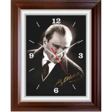 Atatürk Duvar Saati Dikdörtgen 37x46 cm - Kızgın Bakan ATADSDAP01D