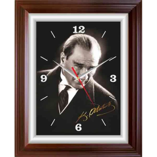 Atatürk Duvar Saati Dikdörtgen 37x46 cm - Kızgın Bakan ATADSDAP01D