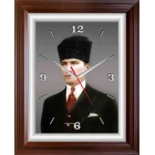 Atatürk Duvar Saati Dikdörtgen 37x46 cm - Kalpaklı ATADSDAP10D