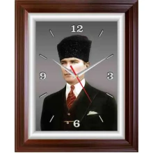Atatürk Duvar Saati Dikdörtgen 37x46 cm - Kalpaklı ATADSDAP10D