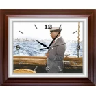 Atatürk Duvar Saati Dikdörtgen 46x37 cm - Denizde Yatta Kaptan ATADSDAP65Y