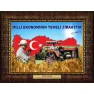 Atatürk Tablosu Çerçeveli - Milli Ekonominin Temeli Ziraattir Sözü Yazılı Bayraklı ATSCR66YZM