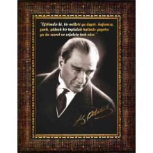 Atasöz Resim Atatürk'ün Eğitim İle İlgili Sözü Yazılı Atatürk Resmi Çerçeveli Fiscrea01d