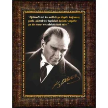 Atatürk Tablosu Çerçeveli - Eğitim İle İlgili Sözü Yazılı ATSCR01DEA