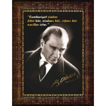 Atatürk Tablosu Çerçeveli - Öğretmen İle İlgili Sözü Yazılı ATSCR01DEE