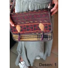 Kadın Omuz Çantası - Askılı ve Kök Boya El Dokuması Kilim Desenli ELSCN02BN