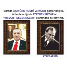 Atatürk Tablosu Çerçeveli - Erdoğan ve Atatürk Makam Odası İkili Set AKPCR21R2D
