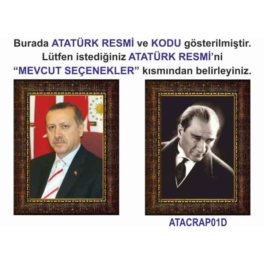  Atatürk Tablosu Çerçeveli - Erdoğan ve Atatürk - Makam Odası İkili Set AKPCR22R2D