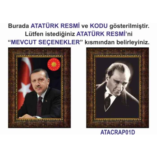 Atatürk Tablosu Çerçeveli - Erdoğan ve Atatürk Makam Odası İkili Set AKPCR24R2D
