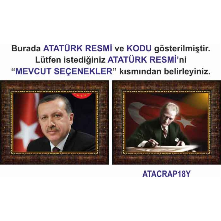  Atatürk Tablosu Çerçeveli - Erdoğan ve Atatürk - Makam Odası İkili Set AKPCR24R2Y
