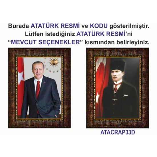 Atatürk Tablosu Çerçeveli - Erdoğan ve Atatürk Makam Odası İkili Set AKPCR25R2D