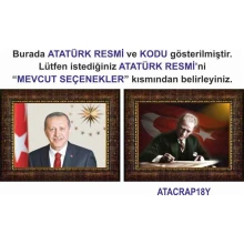 Atatürk Tablosu Çerçeveli - Erdoğan ve Atatürk Makam Odası İkili Set AKPCR25R2Y