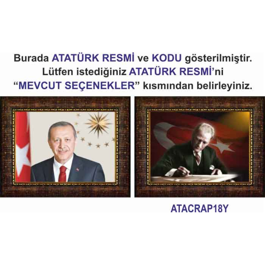  Atatürk Tablosu Çerçeveli - Erdoğan ve Atatürk - Makam Odası İkili Set AKPCR25R2Y
