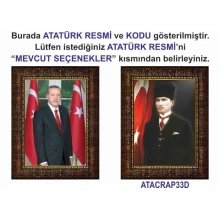 Atatürk Tablosu Çerçeveli - Erdoğan ve Atatürk Makam Odası İkili Set AKPCR26R2D