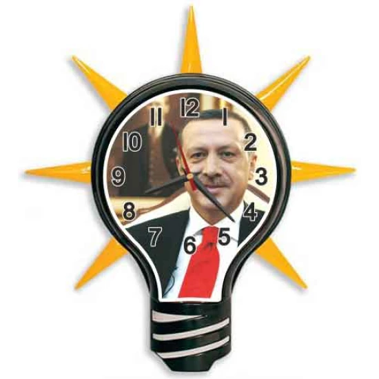 Ampul Duvar Saati - Erdoğan Resimli AKPDSA05NTE
