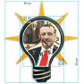 Akp Ampul Şeklinde Erdoğan Resimli Duvar Saati 39x43cm Akpdsa05nte