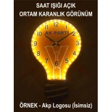 Ampul Duvar Saati Işıklı - Gece Gerçek Işık Veren AKPDSA06XNX