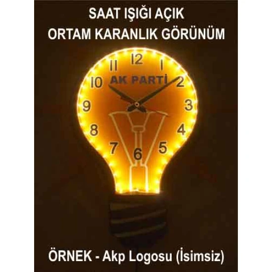 Ampul Duvar Saati Işıklı - Gece Gerçek Işık Veren AKPDSA06XNX