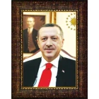 Recep Tayyip Erdoğan Tablosu Çerçeveli - Atatürk Detaylı Dikey Model AKPCR01TED
