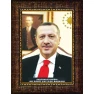 Recep Tayyip Erdoğan Tablosu Çerçeveli - Atatürk Detaylı Dikey Model AKPCR01TED