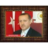 Recep Tayyip Erdoğan Tablosu Çerçeveli - Üç Bayraklı Yatay Model AKPCR02TEY