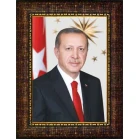 Recep Tayyip Erdoğan Tablosu Çerçeveli - Resmi Portre Dikey Model AKPCR03TED