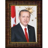 Recep Tayyip Erdoğan Tablosu Çerçeveli - Resmi Portre Dikey Model AKPCR03TED