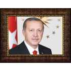 Recep Tayyip Erdoğan Tablosu Çerçeveli - Resmi Portre Yatay Model AKPCR03TEY