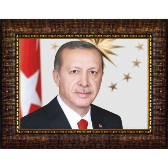 Recep Tayyip Erdoğan Tablosu Çerçeveli - Resmi Portre Yatay Model AKPCR03TEY