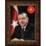 Recep Tayyip Erdoğan Tablosu Çerçeveli - Yakın Çekim Dikey Model AKPCR04TED