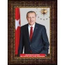 Recep Tayyip Erdoğan Tablosu Çerçeveli - Tek Bayraklı Dikey Model AKPCR05TED