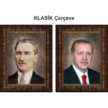 Recep Tayyip Erdoğan Tablosu Çerçeveli - Erdoğan ve Atatürk İkili Set AKPCR27R2D