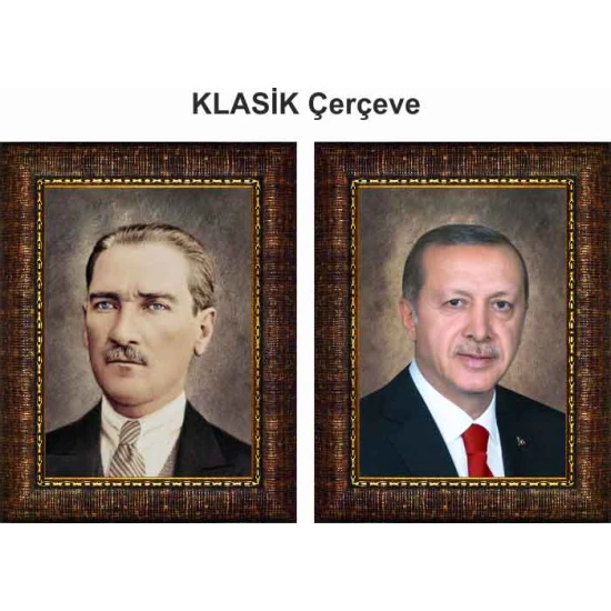 Recep Tayyip Erdoğan Tablosu Çerçeveli - Erdoğan ve Atatürk İkili Set AKPCR27R2D